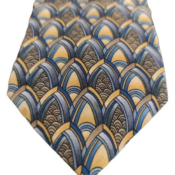 Vintage J. Garcia Blue and Gold Art Deco Tie - Picture 4 of 6
